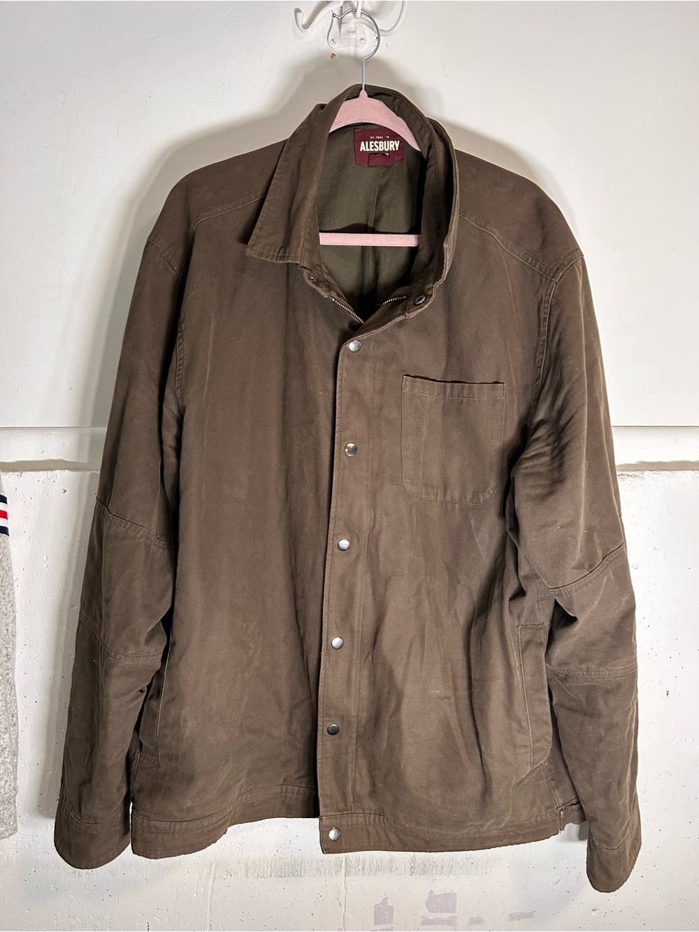 Alesbury Men's Greenish Brown Casual Snap-Front Jacket